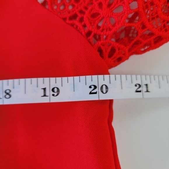 Euc Orange V-Neck Sheath Dress with Lace Long Sleeves Size Small - Picture 4 of 9